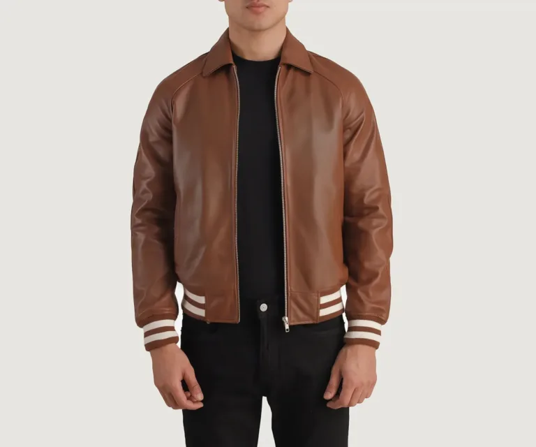 Walton Brown Leather Varsity Jacket — view 2