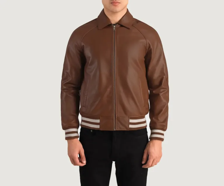 Walton Brown Leather Varsity Jacket — view 3