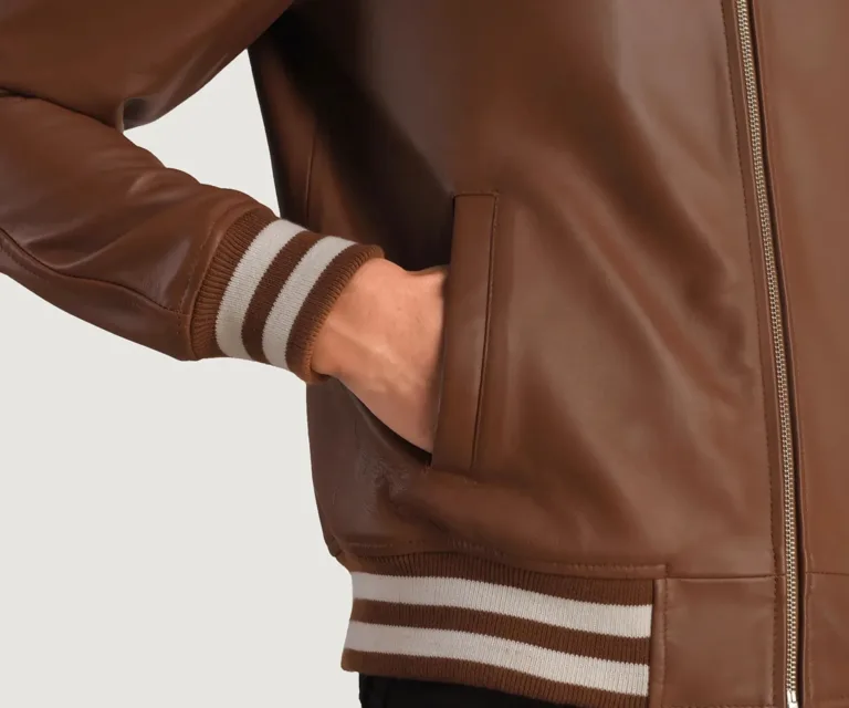 Walton Brown Leather Varsity Jacket — view 5