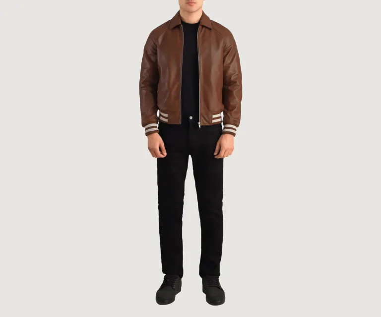 Walton Brown Leather Varsity Jacket — view 6