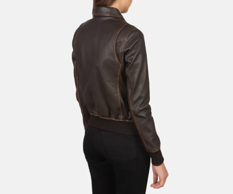 Westa A-2 Brown Leather Bomber Jacket Luxury Women's Outerwear — Full-Length Silhouette & Drape