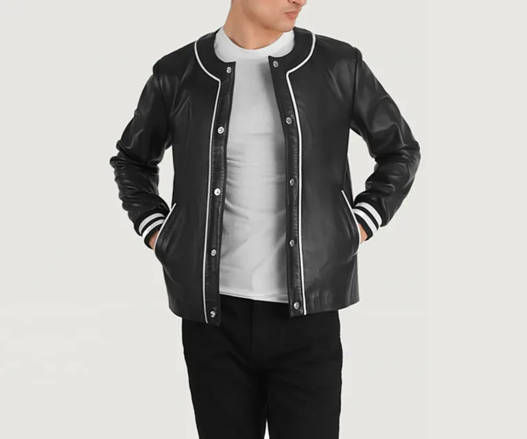 Willis Black Leather Varsity Jacket