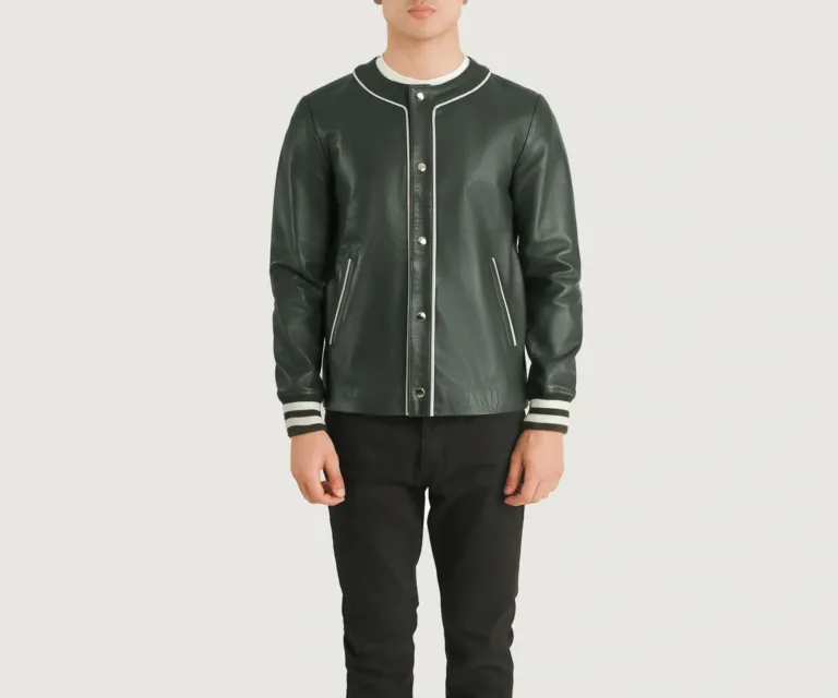 Willis Green Leather Varsity Jacket — view 4