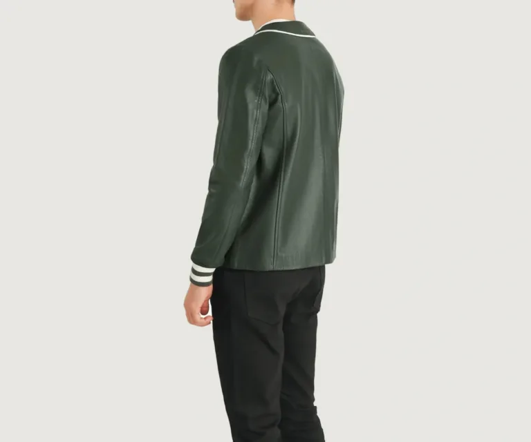 Willis Green Leather Varsity Jacket — view 5