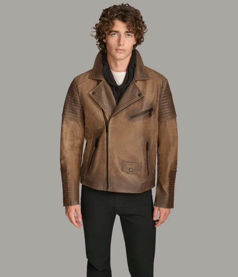 Wilsons Leather Dom Cognac padded moto jacket product view 1