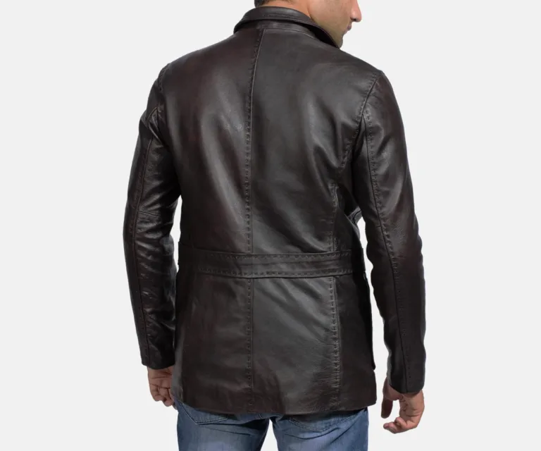 Wine Black Leather Blazer — view 4