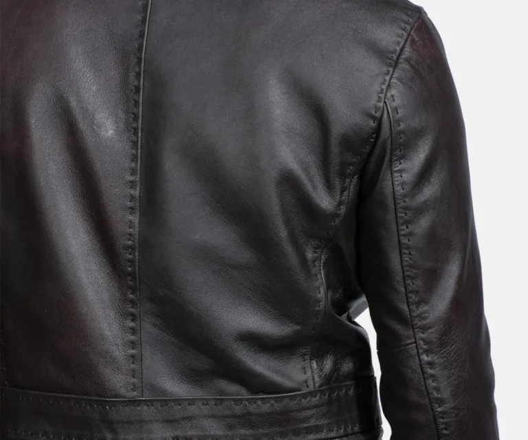 Wine Black Leather Blazer — view 5