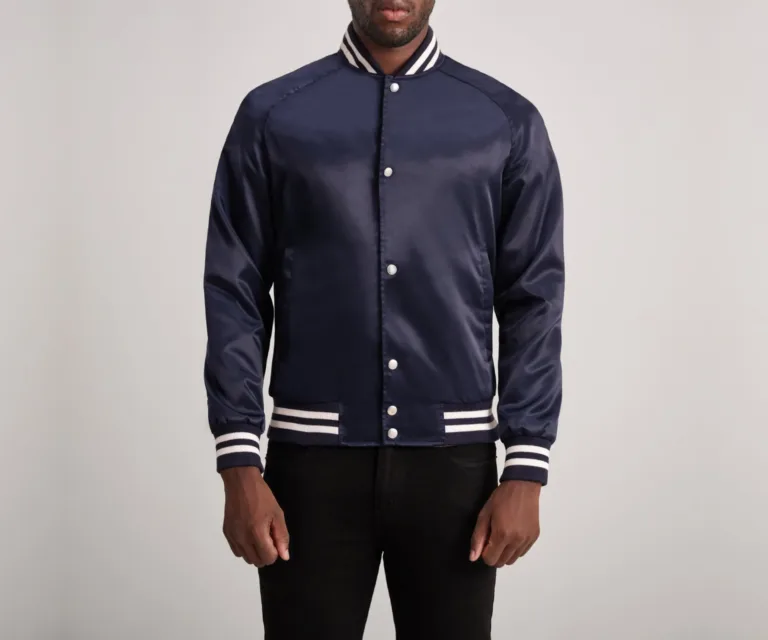 Xander Blue Varsity Jacket — Front Open Hero Presentation