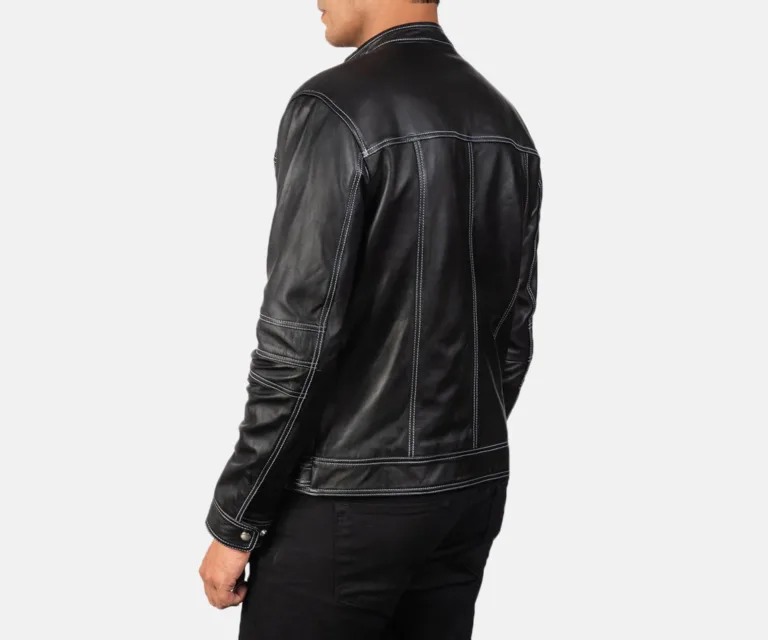 Youngster Black Leather Biker Jacket — Macro Detail Hardware, Grain & Stitching