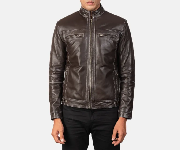 Youngster Brown Leather Biker Jacket — Rear Back View & Clean Hemline