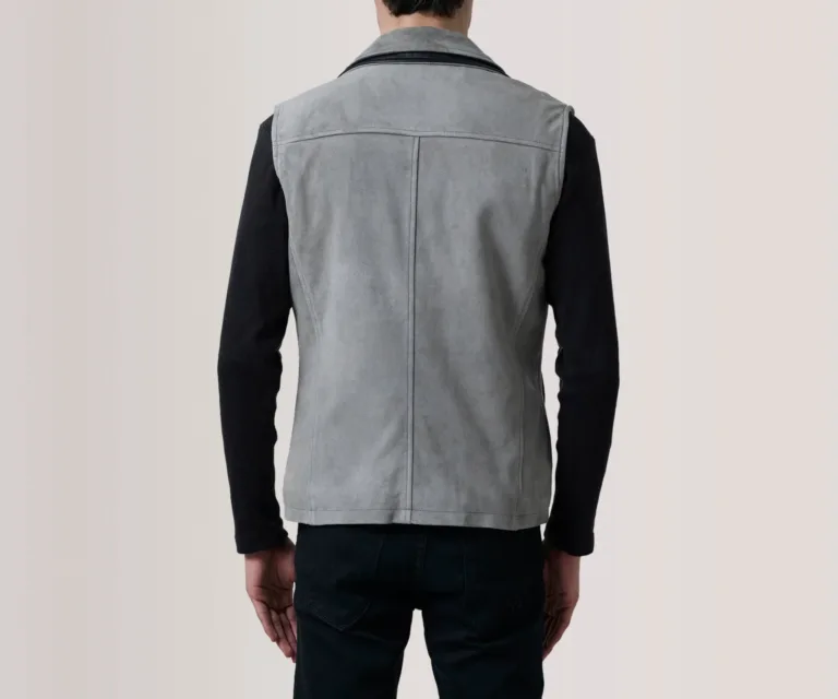 Zane Grey Suede Vest — Rear Back View & Clean Tailored Hemline