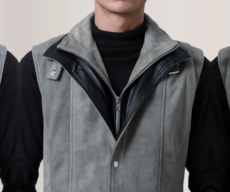 Zane Grey Suede Vest — Full-Length Model Editorial Presentation