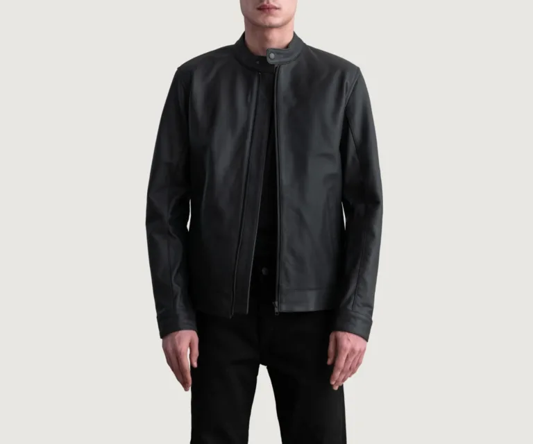 Zen Matte Black Leather Biker Jacket — Front Open Hero Presentation