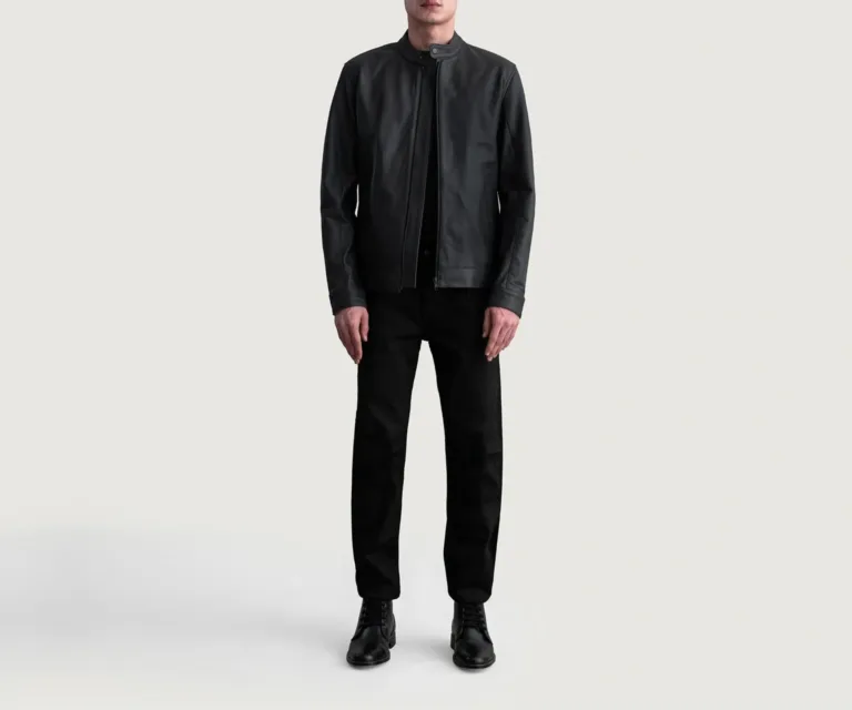 Zen Matte Black Leather Biker Jacket — Rear Back View & Clean Hemline