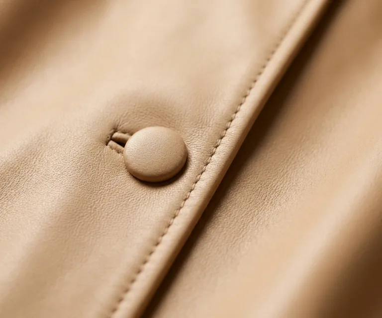 Zenith Beige Leather Shirt Jacket Macro Hardware Detail 1080x900