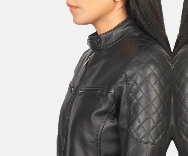 Zenna Black Leather Bomber Jacket Luxury Women's Outerwear — Full-Length Silhouette & Drape