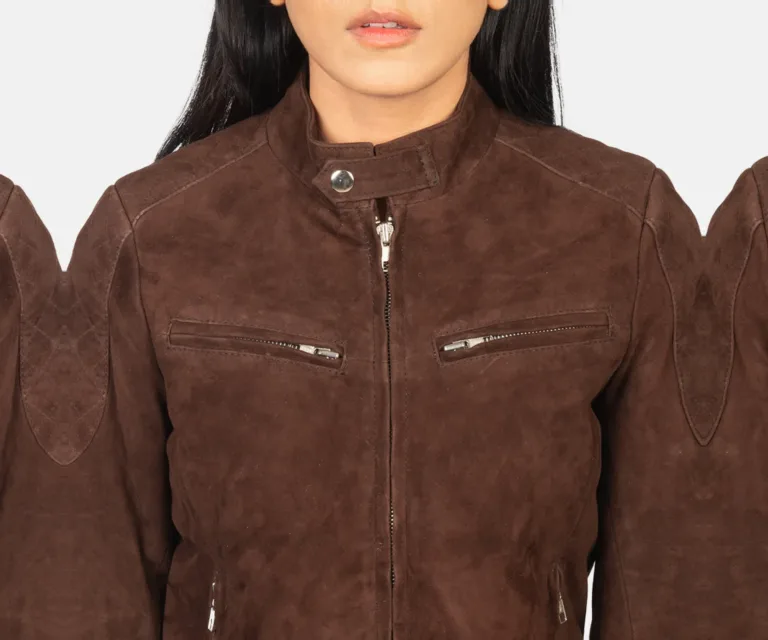 Zenna Mocha Suede Bomber Jacket Luxury Women's Outerwear — Full-Length Silhouette & Drape