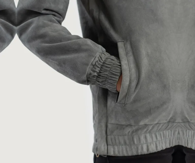 Zest Grey Hooded Suede Pullover Jacket Luxury Women's Outerwear — Full-Length Silhouette & Drape